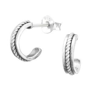 Sterling Silver Braided Huggy Hoop Earrings